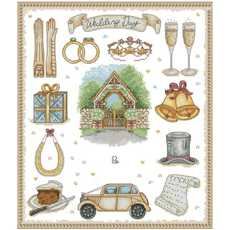 

Wedding anniversary patterns Counted Cross Stitch 11CT 14CT 18CT DIY Cross Stitch Kits Embroidery Needlework Sets home decor
