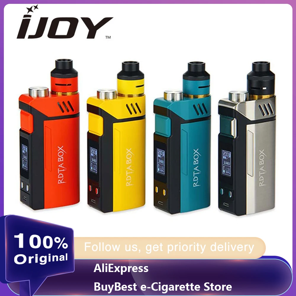 Оригинал IJOY rdta Box Комплект 200 Вт IJOY rdta Box MOD Max 200 Вт с 12,8 мл жидкости Ёмкость W/O 18650 Батарея IMC-3 катушки комплект электронной сигареты