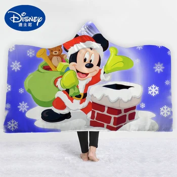 

Disney Mickey Mouse Flannel Hooded Cloak Blanket Cartoon Mickey Minnie Christmas Coral Fleece Blanket Thin quilt Christmas gift
