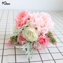 Букет розы мелдель, букет невесты, свадебный букет, искусственный Шелковый цветок, пион, папоротник, суккуленты, листья, розовый свадебный цветок