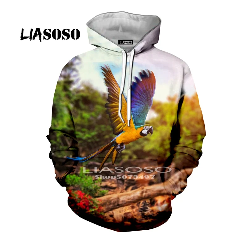Liasoso, новинка, Мужская и Женская толстовка с животным, 3D принт, попугай, толстовка с принтом, Повседневная Уличная одежда, Camisetas Hombre, модные топы