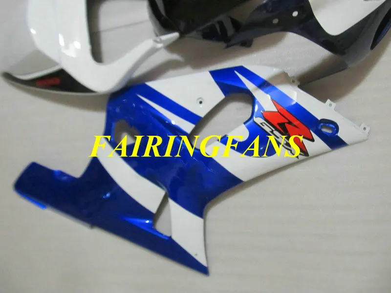 Литья под давлением обтекатель комплект для GSXR600 750 K1 01 02 03 GSXR 600 GSXR750 2001 2002 2003 белого и синего цвета Обтекатели Кузов+ подарки SH51