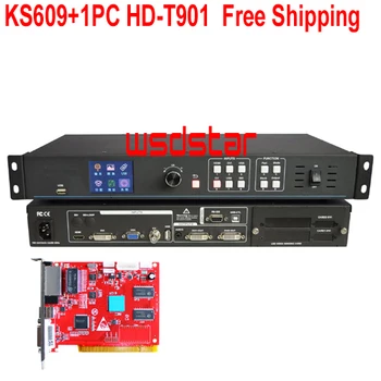 

KS609+1PC HD-T901 LED Video Processor Input USB/HDMI/DVI/VGA/CVBS Only work with HD-R5018 HD-R501 HD-R500 LVP300 Novastar VS1 Free Shipping