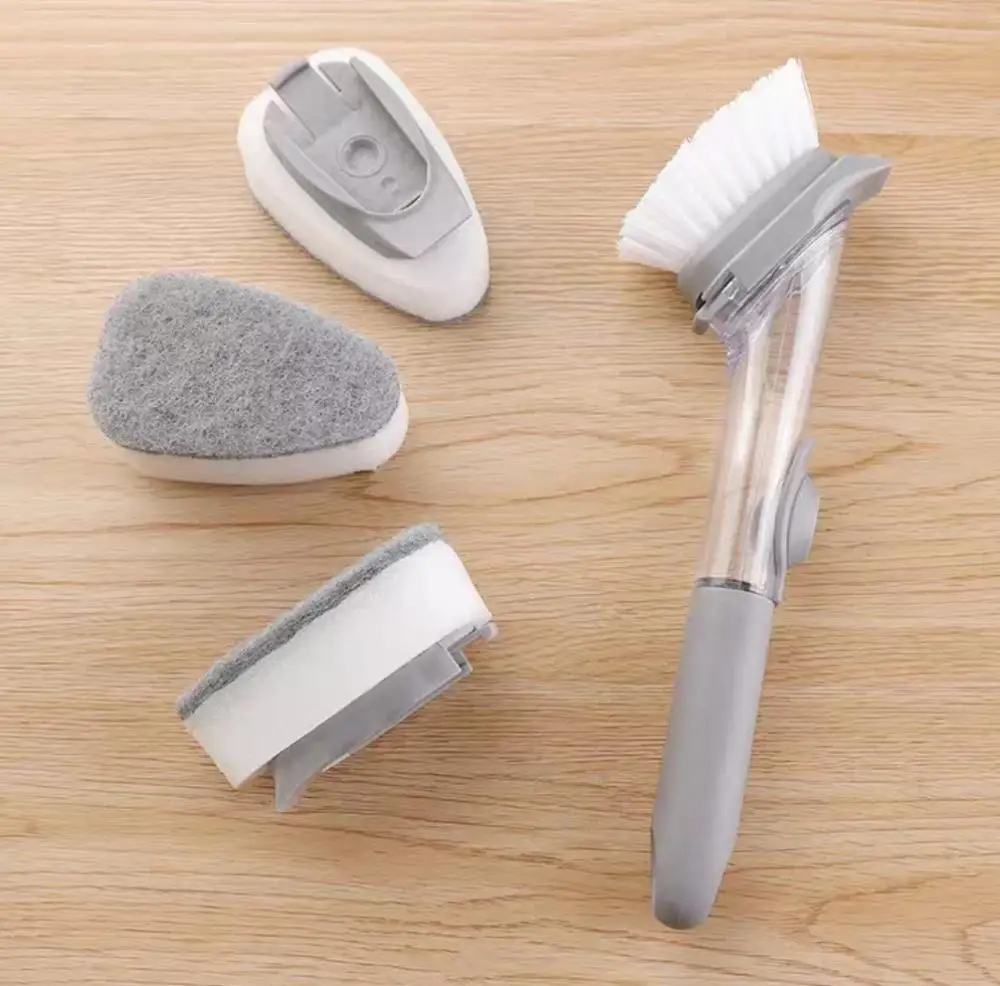 

Long Handle Pot Brush Dish Bowl Washing Cleaning Brush Soap Dispenser Kitchen Sink Scrubber Automatic Sponge Dishwasher Brush