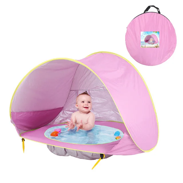 Uv-protection Children's Tent Baby Beach Tipi Teepee Portable Dry Pool Kids Tent Waterproof Outdoor Camping Playhouse Wigwam - Цвет: WJ0004P