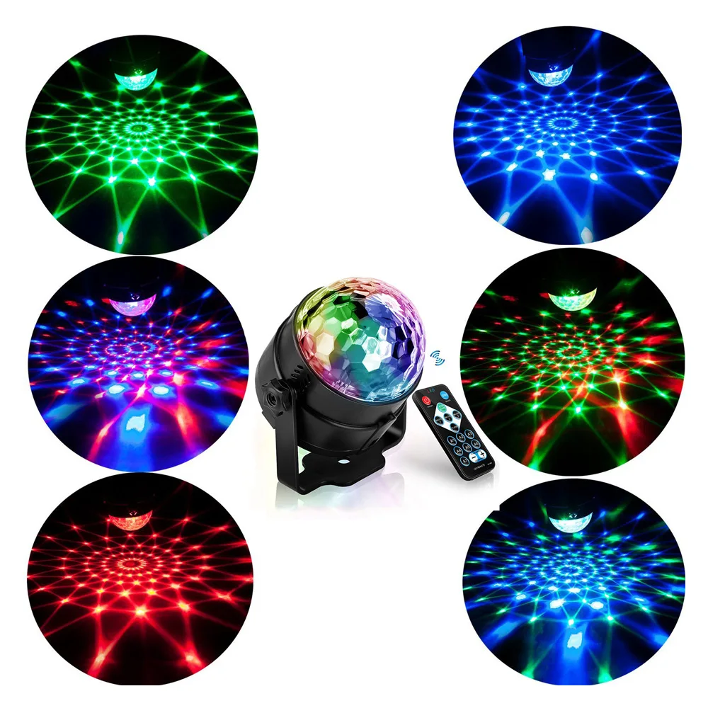 

ZK30 Mini Colorful Sound Activated Disco Ball Party Lights for Dancing Christmas Gift KTV Bar Birthday RGB Laser Projector