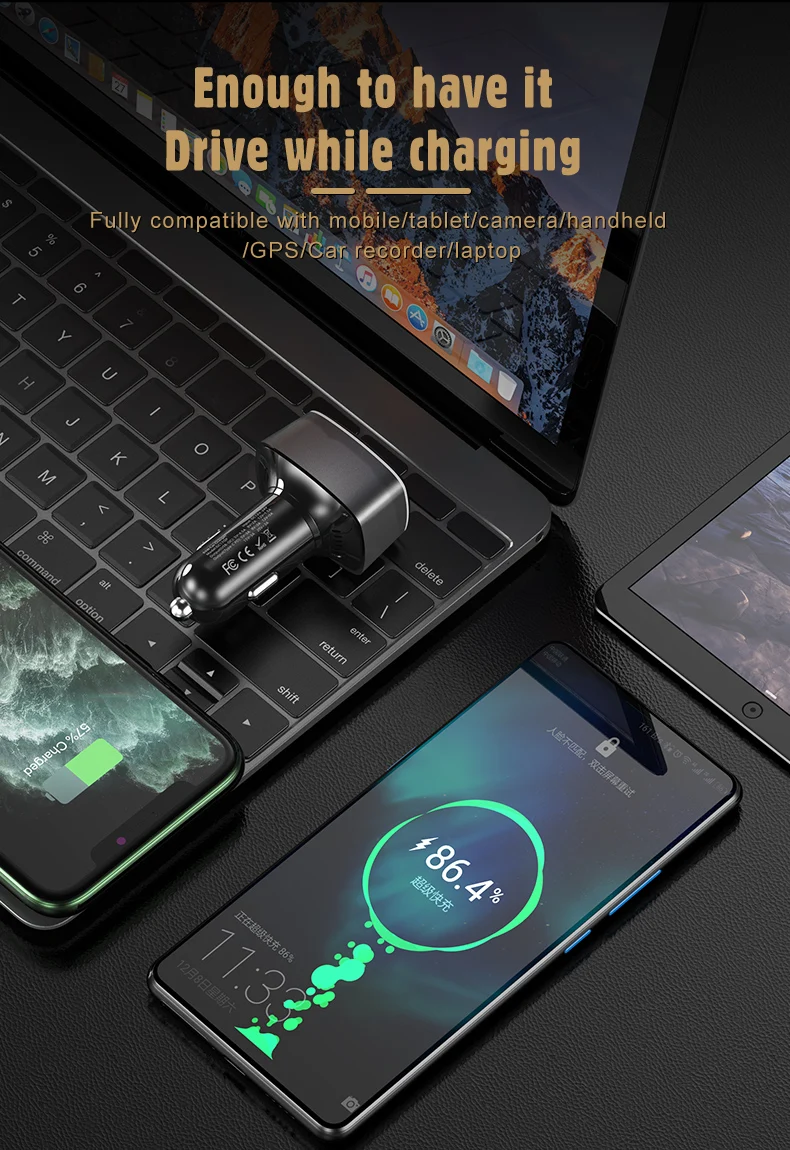 Carregador de Carro Rápido para o Telefone Usb tipo c Porta Dupla Carregamento Móvel Portátil Carga Rápida 3.0 85w pd qc 8 85w carregador de carro usb tipo c