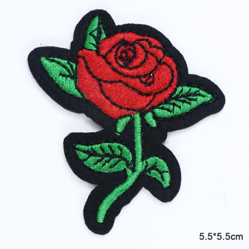 Flower Red Rose Embroidered Patch Iron On Clothes For Clothing Woman | Дом и сад