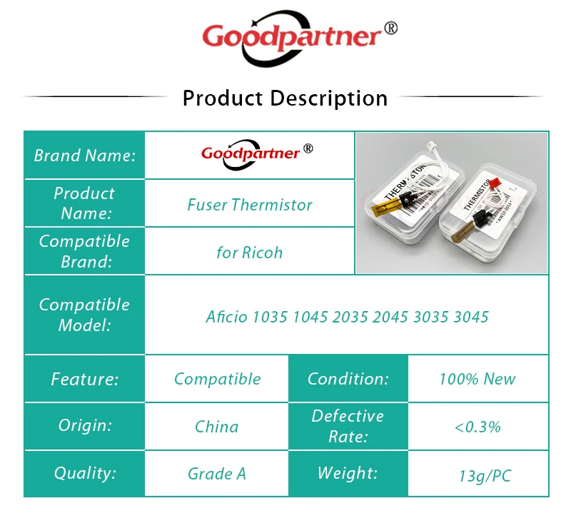 Termistor do Fusor para Ricoh Aw100052 Aw100053 Aw100052 Aw10-0053 1035 1045 2035 2045 3035 3045 mb 8135 8145 9135 9145 1022 - Imagem 2