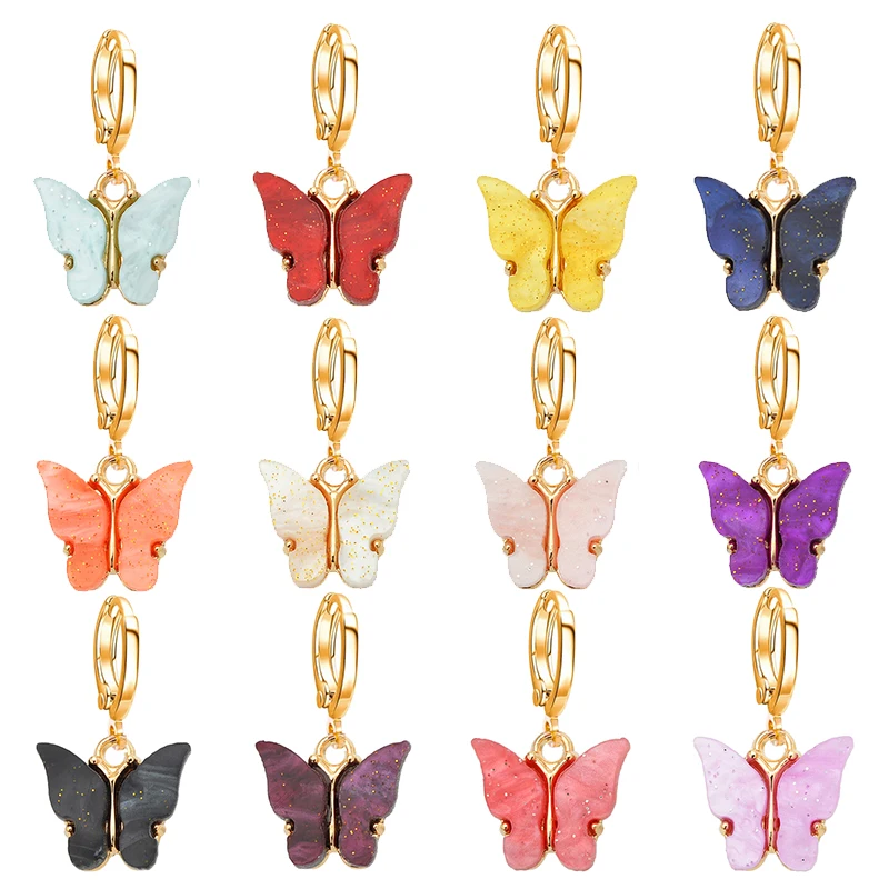 Peixin Multicolor Acryl Schmetterling Baumeln Ohrringe Schmuck Mode Shiny Tier Süßen Tropfen Warrings Für frauen Glamour geschenk