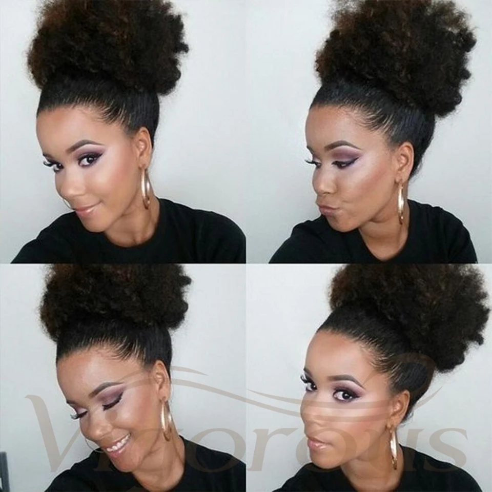 Vigorous Ponytail wrap Puff афро кудрявый шиньон короткие волосы булочка шнурок 2 зажима синтетические накладные волосы термостойкие