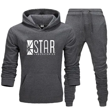 

2020 Star Labs Two Pieces Hoodie Men Casual Autumn Winter Warm Hooded Sweatshirts Men's Casual Tracksuit Costume Size S-XXXL