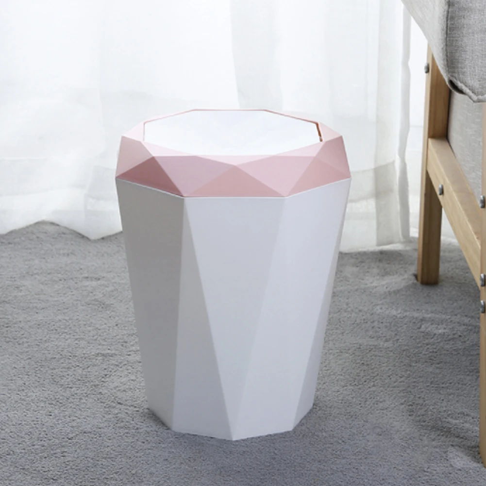 

Nordic Flap Type Trash Can Diamond Stand Type Desktop Paper Storage Basket Plastic Kitchen Living Room Office Garbage A16