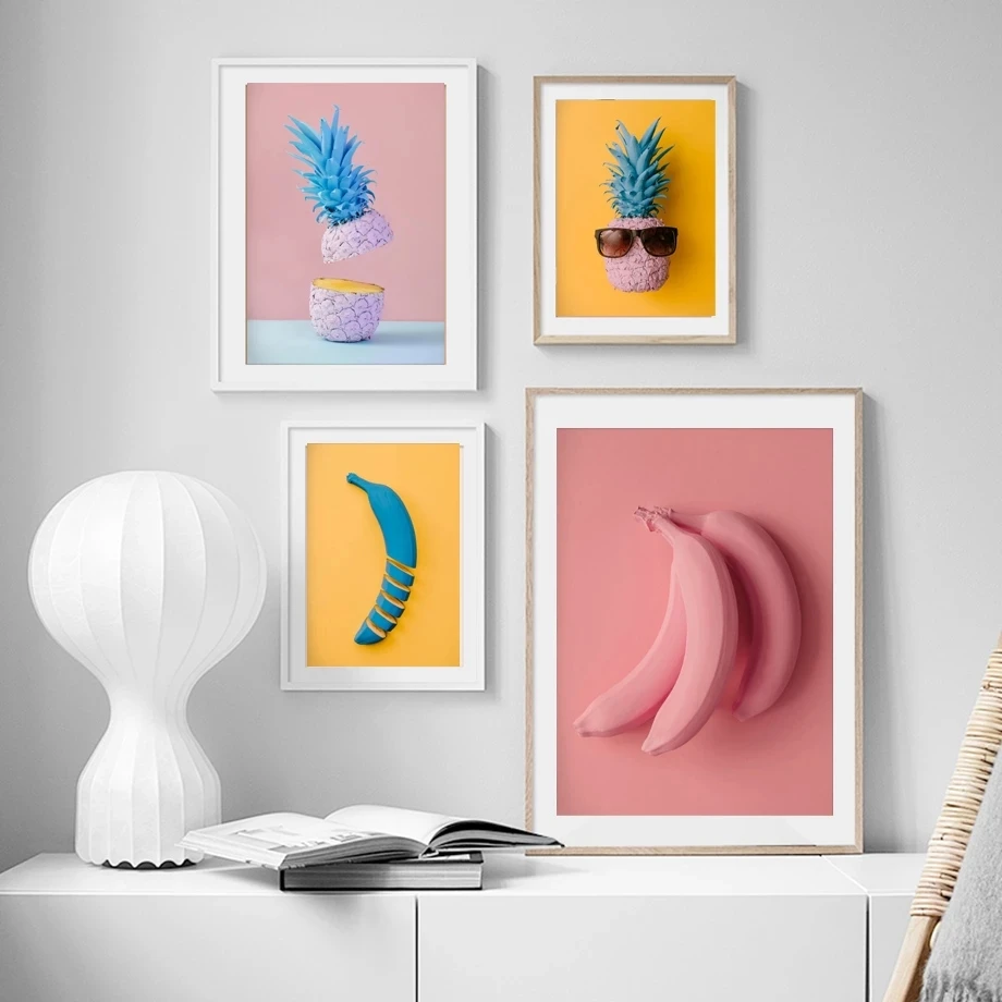 

Nordic Creative Pineapple Banana Poster and Print Wall Art Colorful Fruit Canvas Paintings Decorative Pictures for Living Room