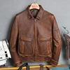 Free shipping.Plus MA-1 bomber leather coat,thick cowhide Jacket,men's genuine Leather jacket.man vintage brown leather clothes ► Photo 3/4
