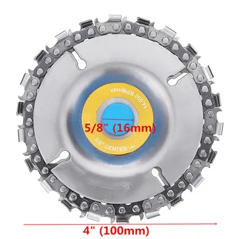 

4 Inch 14 Teeth Grinder Chain Disc 16mm Arbor Wood Carving Disc Chain Plate Tool For 100/115 Angle Grinder