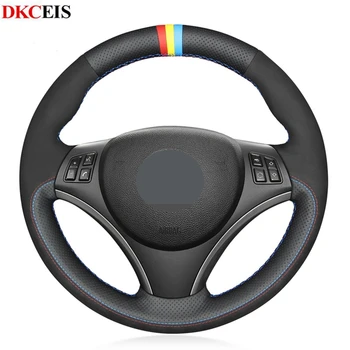 

DKCEIS DIY Black Genuine Leather Soft Suede Steering Wheel Covers for BMW E92 E91 E90 E93 E87 E81 E82 E88 X1 E84 Accessories