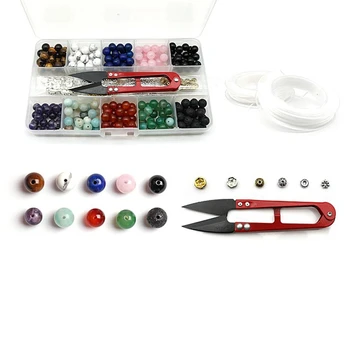 

Jewelry Making Kit with Alloy Spacer Beads Rhinestone Beads Gemstone Beads Lava Bead Scissor Roll Crystal Thread