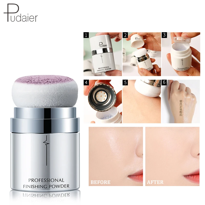 

Pudaier 1PC 12 Colors Full Coverage Skin Pore Control Oil Face Loose Powder Makeup Base Setting Powder Compact Contour Poudre