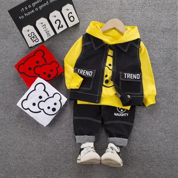 

Toddler Boys Clothing Set Fashion Hooded Three-piece Suit 1-3 Years Old Children Suit Boys Autumn Trend Boy Clothes Zipper Shirt