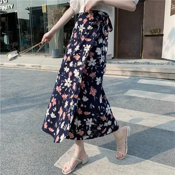 

HAYBLST Brand Wrap Skirt Womens 2020 Summer Plus Size Kawaii Elegant Korean Style Tall Waist Floral Long Clothing Multi-Function