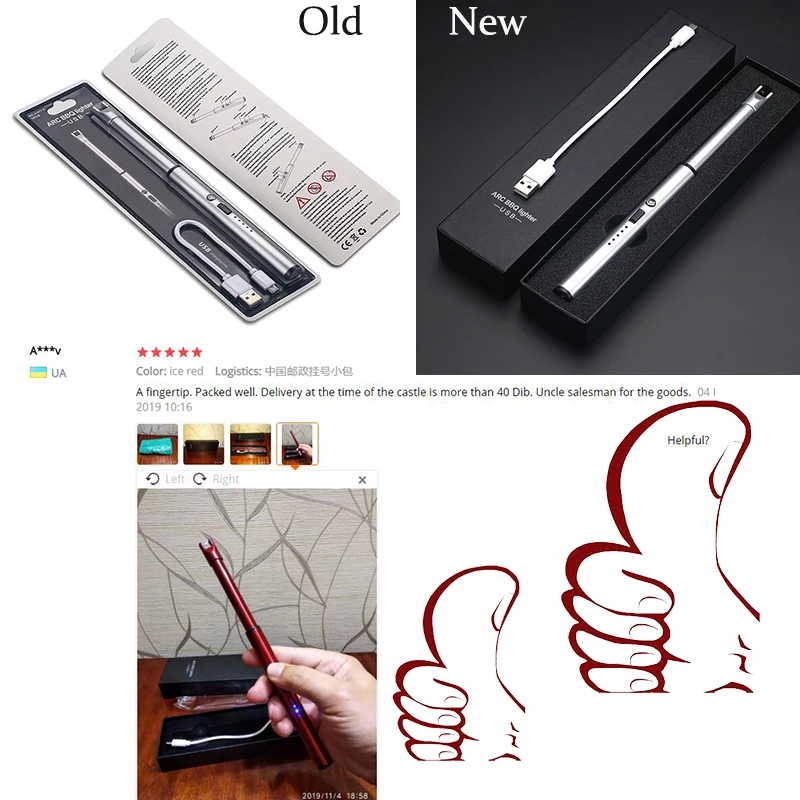 Электрическая дуговая зажигалка кухонная USB перезаряжаемая длинная вращающаяся