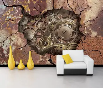 

Customized large mural rust gear rust retro restaurant hotel tooling background wallpaper mural