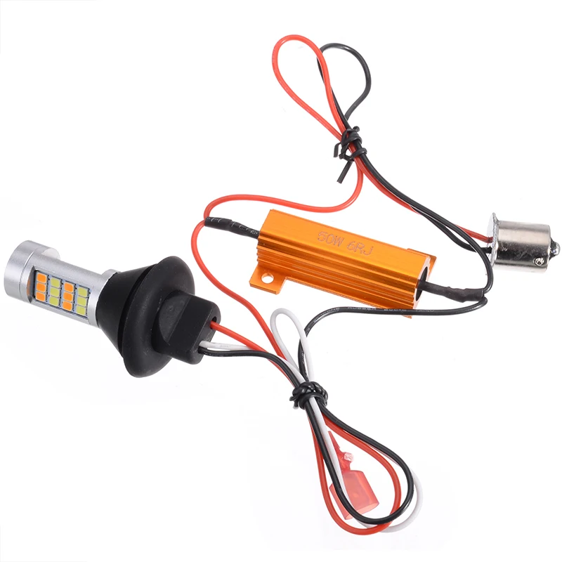 Универсальный 2 шт./компл. 1156 P21W S25 BA15S 42LED горки Белый DRL желтый сигнал поворота светильник набор с нагрузкой декодер резистора