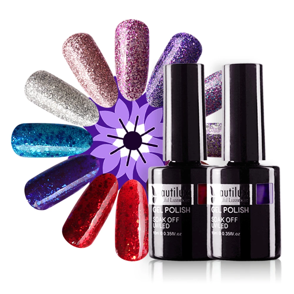 Beautilux Brand 1pc Shimmer Glitter Bling Sparkling Soak Off UV LED Gel