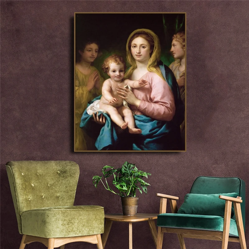 

Mary with Child by Raphael Canvas Painting Calligraphy Canvas Poster Print Decor Picture for Living Room Bedroom Home Decor