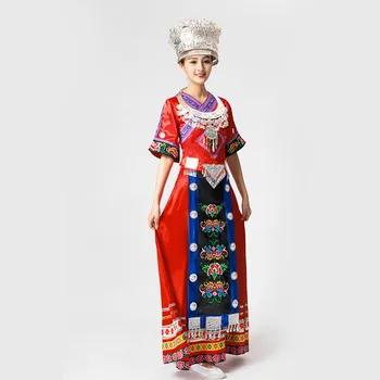 

Dancer Dj Brand Hot Sale New Ladies Ethnic Miao Costume Costumes Ms. Fashion Dai Nationality Dance Dance Style Embroidery Dress