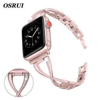 

Women Watch band for Apple Watch Bands 38mm/42mm/40mm/44mm diamond Stainless Steel Strap for iwatch series 5 4 3 2 1 Bracelet