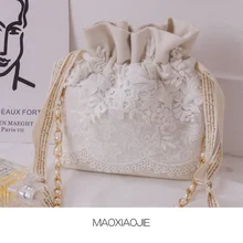 Angelatarch Новое поступление жемчужная Женская свежая кружевная сумка для хранения на цепочке белая сумка для телефона сумка через плечо сумка-мешок