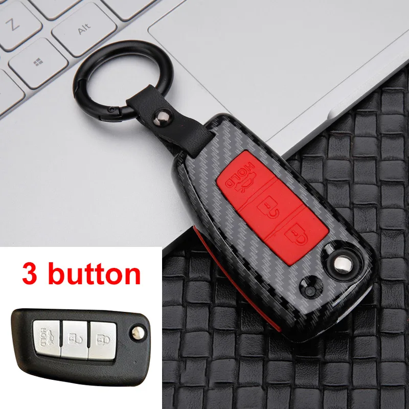 3 Button carbon red АБС-пластик+ силиконовый чехол для ключей от машины крышка для Nissan X-Trail T32 космического аппарата изгой, Juke F15 Qashqai J11 Murano MAXIMA ALTIMA аксессуары - Название цвета: 3 Button carbon red