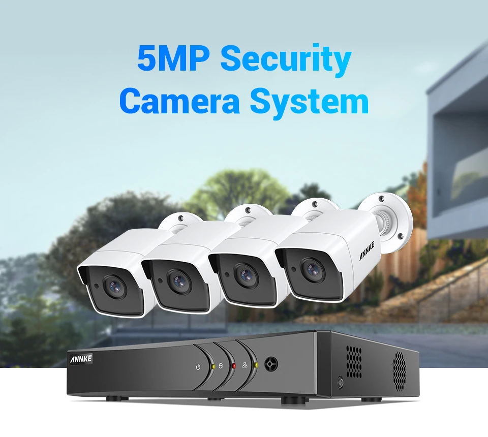 Sistema de Câmera de Segurança Bala ao ar Livre à Prova de Intempéries H.265 + Dvr com 4 Annke Lite Pçs hd Vigilância Cctv Kit 8ch 5mp 5in1 2 Annke 8ch 5mp sistema de câmera de