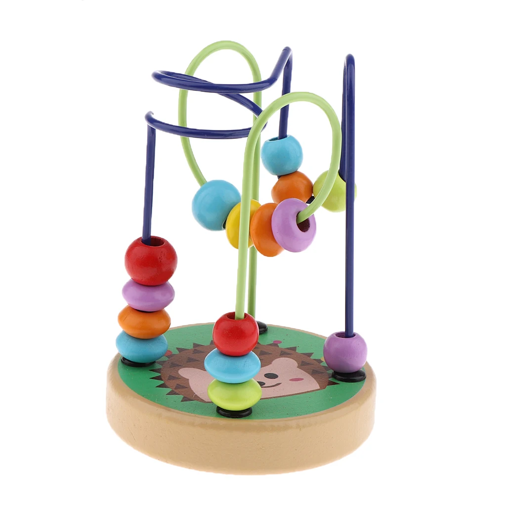 Colorful Cartoon Wooden Bead Maze Roller Coaster Activity Cube Educational Abacus Beads Circle Toys for Children Toddlers Kids