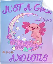 

Just A Girl Who Loves Axolotls Rose Moon Cute Animals Kawaii Fish Pink Ulta Soft Flannel Fleece Throw Blankets Birthday