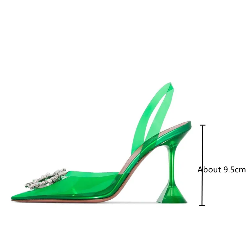 Star style Soft PVC Women Sandals Fashion Crystal Heeled Slingbacks Summer Shoes High heels Wedding Bride Shoes