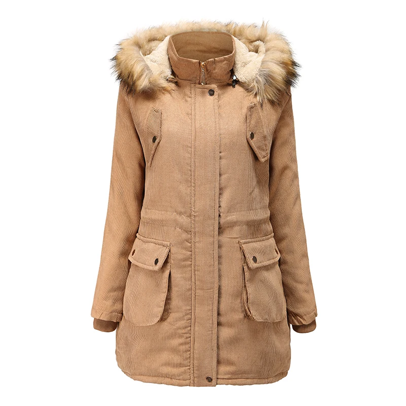 Women Winter parkas Warm Hooded coat fashion casual Faux Fur Collar Parker Coat Cotton Padded Outwear thicken lady overcoats