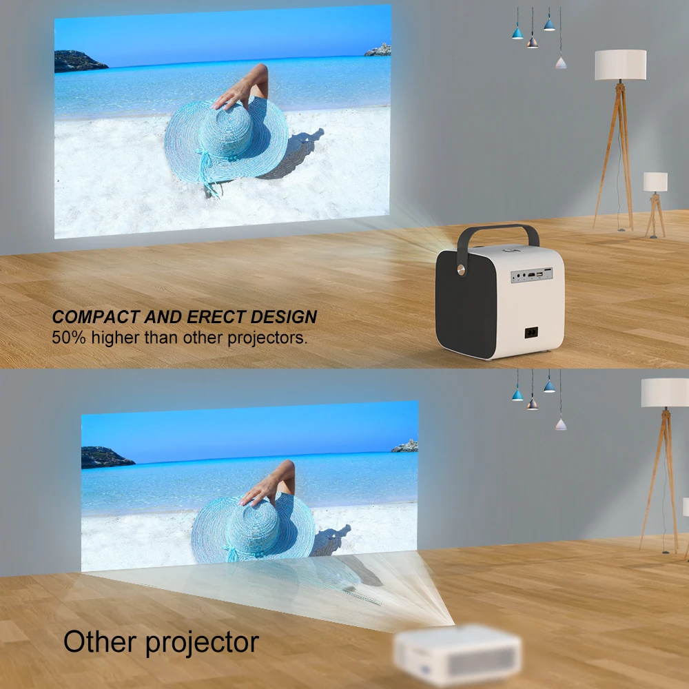 Salange P52 Mini Projector, Native 1280*720P 3000 Lumens Projetor, Support Full HD 1080P LED Proyector , 3D Beamer Home Theater