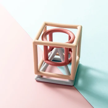 

3pc/1set Baby Teether Silicone Cube Combination BPA Free Montessori Newborn Educational Natural Toys Teeth Mathematics Blocks