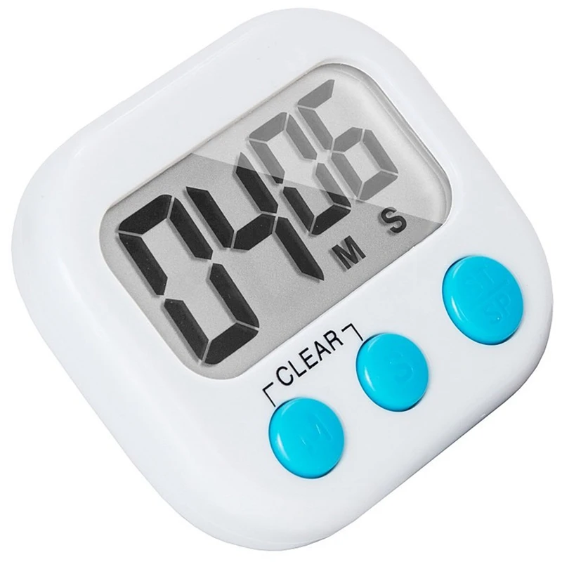 12 Packs Digital Kitchen Timer Cooking Classroom Small Timer for Kids Teachers Large LCD Monitor Loud Alarm Strong White