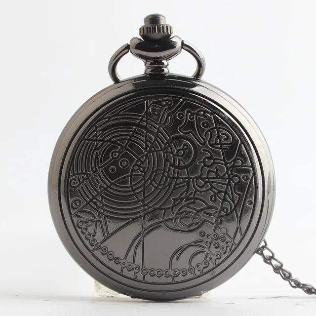 DW Black Ретро гладкие мужские черные карманные часы Серебряный полированный кварцевые карманные часы брелок кулон с цепочкой - Цвет: DW Black