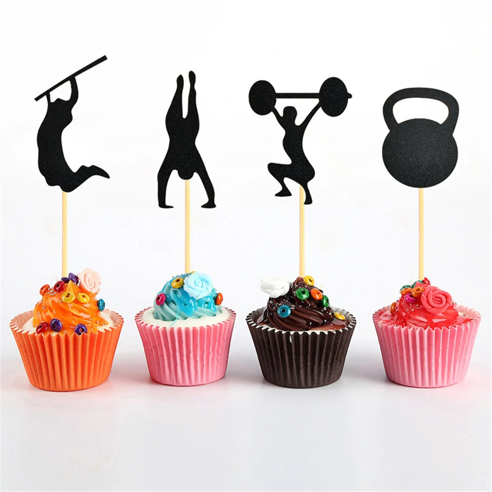Decoration De Gateau Sur Le Theme De La Salle De Sport 24 Pieces Decoration De Gateau Selectionne Cupcake Drole Ornement De Fete Fournitures Pour Fete De Fitness Aliexpress