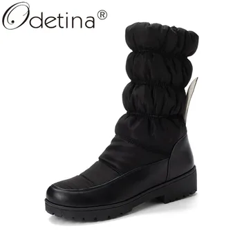 

Odetina Womens Down Cooton Keep Warm Sweet Platform Non-slip Snow Boots Rabbit Ear Cute Casual Round Toe Mid Calf Boots Slip On