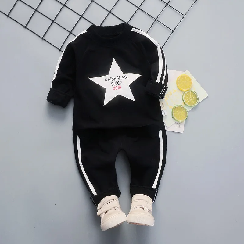 

2019 New Style Children Childrenswear 1-4-Year-Old Baby Casual Long-sleeved Sweater Hot Selling Printed Five-pointed Star Sports