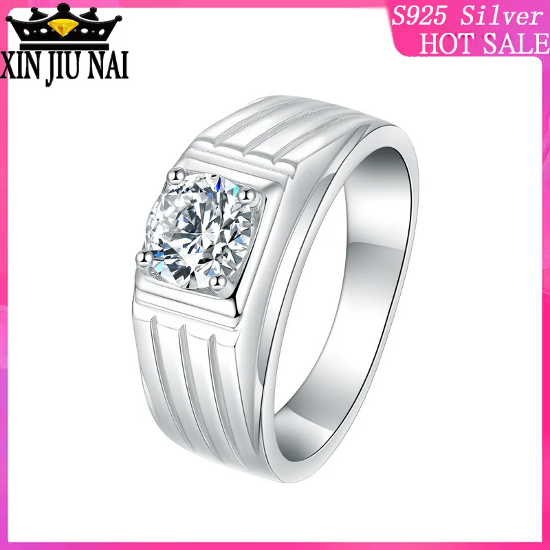 

925 sterling silver Men's Ring 1.25 Carat Simulated Diamond Single Diamond Ring silver 925 ring mens