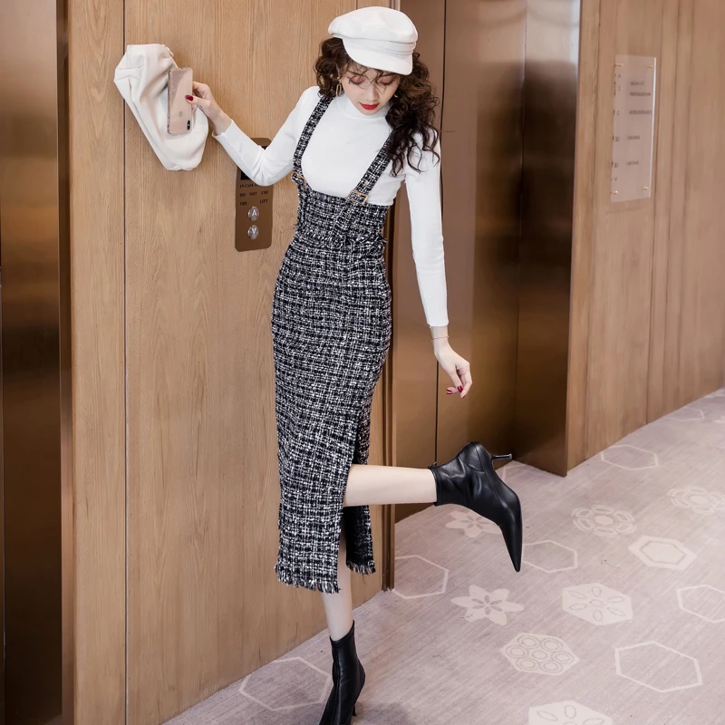 Autumn Woman Sweater Dress Suit Female Casual Knitted 2pcs Set High
