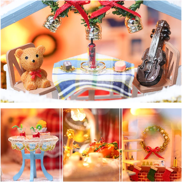 Cutebee DIY DollHouse Wooden Doll Houses Miniature Dollhouse Furniture Kit Toys for Children New Year Christmas Gift Casa 3