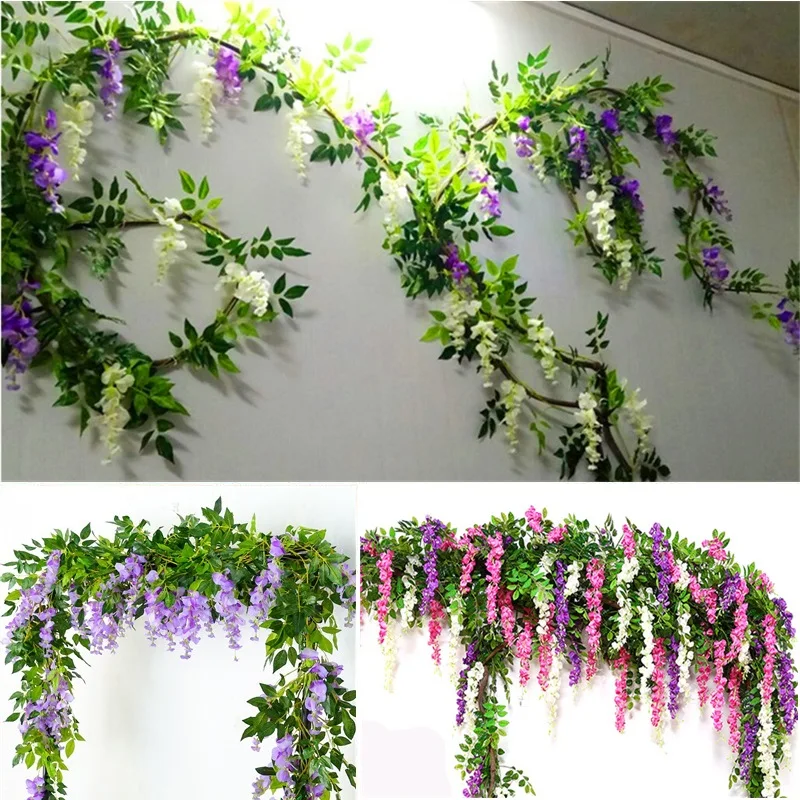 2 м Wisteria цветок лоза бобы дерево DIYwedding домашний сад Декор растения Глициния